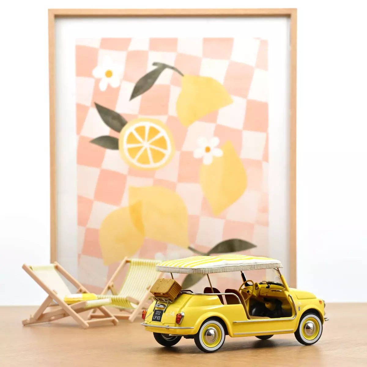 Voiture miniature collection 1/18 Fiat 500 Jolly 1965 Jaune Norev 187790