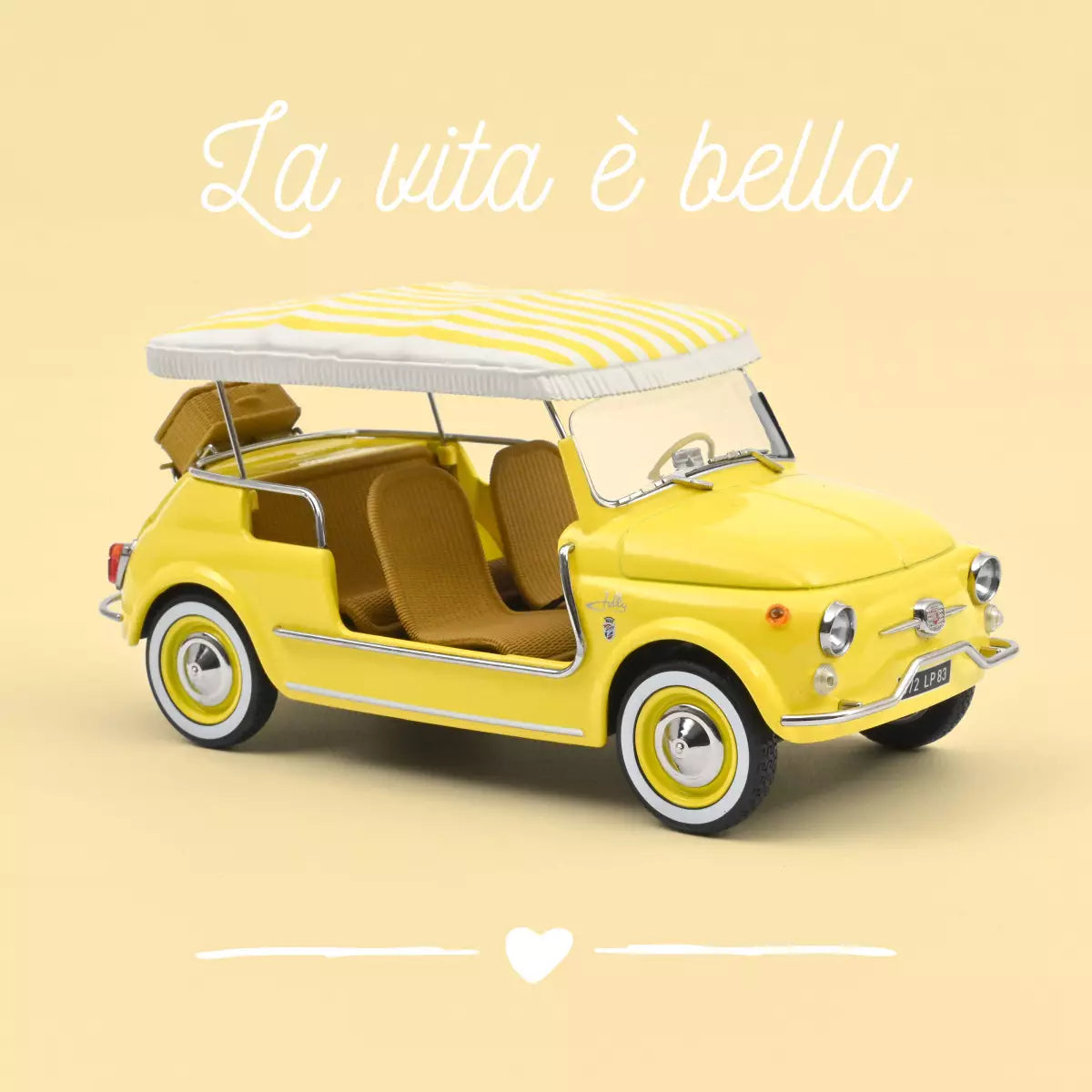 Voiture miniature collection 1/18 Fiat 500 Jolly 1965 Jaune Norev 187790