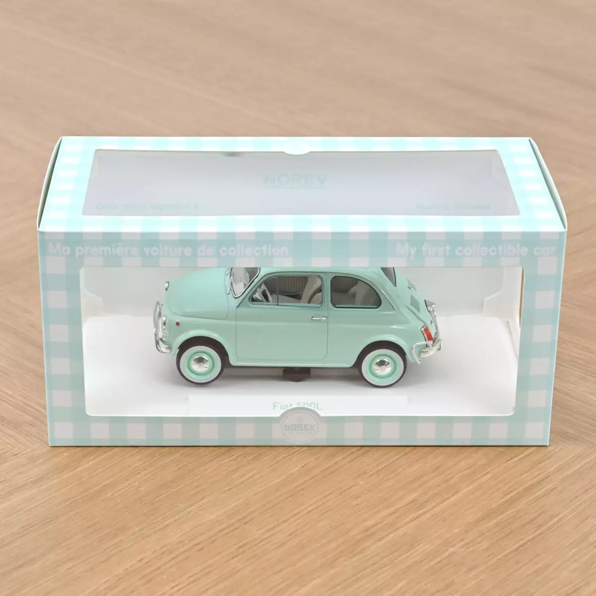 Voiture miniature collection 1/18 Fiat 500 L 1968 Bleu pastel cadeau de naissance Norev 187777