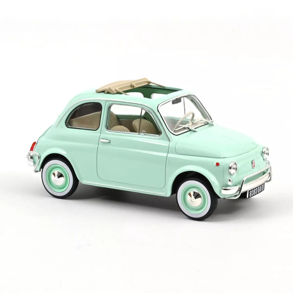 Voiture miniature collection 1/18 Fiat 500 L 1968 Bleu pastel cadeau de naissance Norev 187777