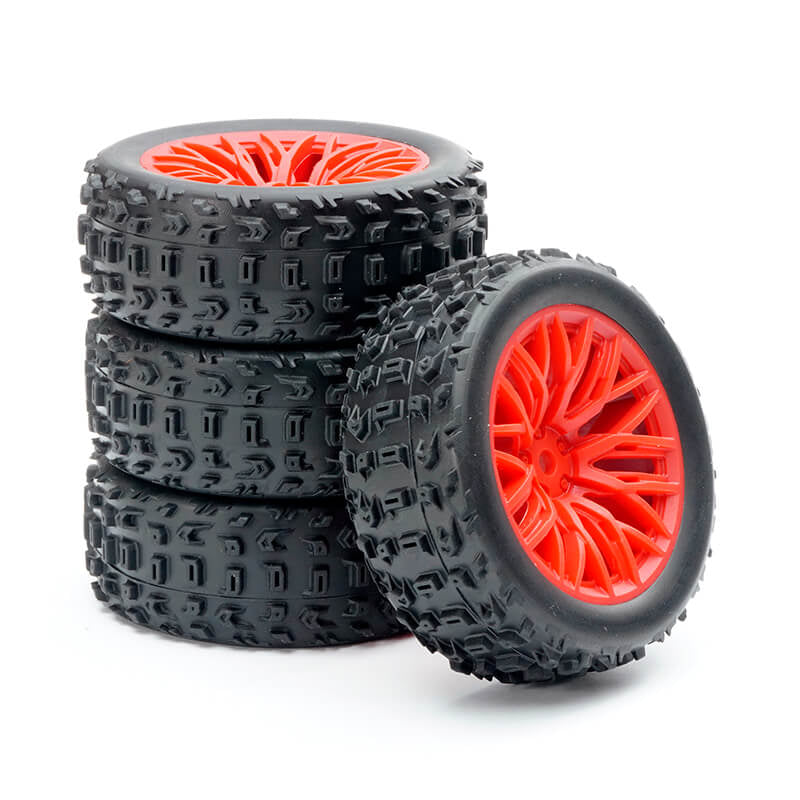 Ensemble de 4 roues rouge Fastrax Arrma Grom - FTAR070R