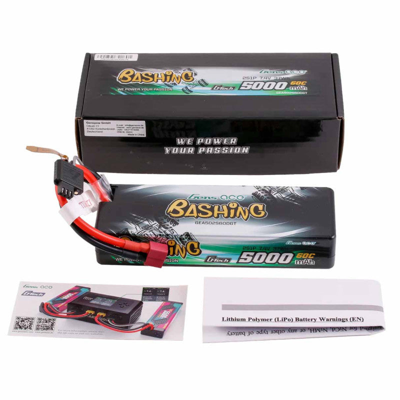 Batterie LiPo 2S Bashing 7.4V 5000mAh Dean T - Gens ace