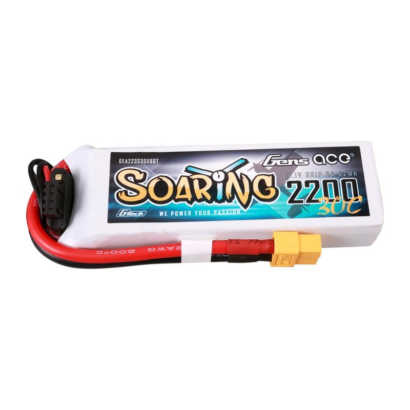 Batterie LiPo Gens Ace Adventure 2200mAh 11,1 V 60C 3S1P prise XT60 - Breizh Modélisme.