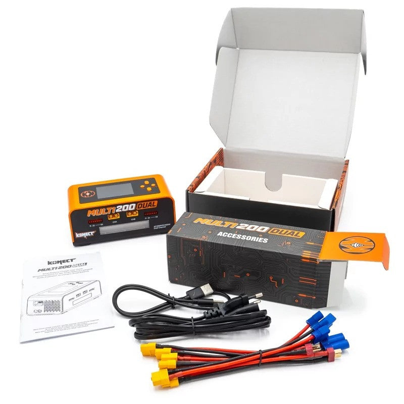 Chargeur rapide Lipo / NiMH DUAL AC/DC 200W Multi-Fonctions - KN-MULTI200-DUAL - Breizh Modélisme.