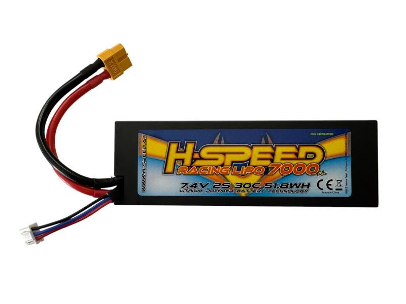 Batterie de course LiPo 7000mAh 7.4V 30C Hardcase XT60 (139,5x47,5x25,1mm) - Breizh Modélisme.