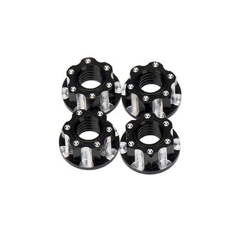 Écrou de roue Alu M4 dentelé noir - Breizh Modélisme.