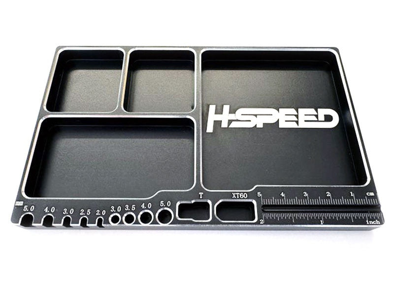 Plateau pour petites pièces aluminium noir H-SPEED - Breizh Modélisme.