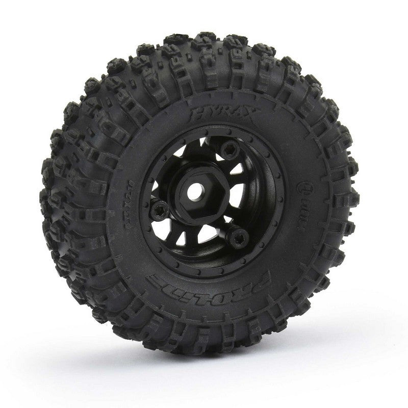 Pneus Hyrax Avant/Arrière (x4) 1.0 Montés 7mm Noir Impulse pour SCX24" - Breizh Modélisme.