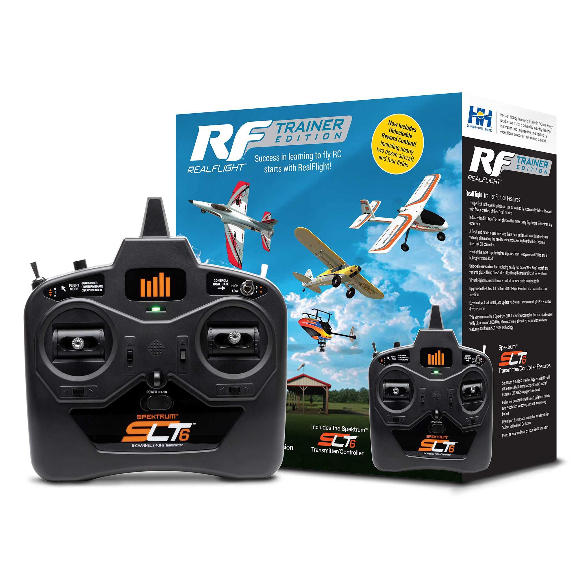 Simulateur de vol RC RealFlight Trainer Edition avec émetteur/contrôleur SLT6 (RFL-1211) - Breizh Modélisme.