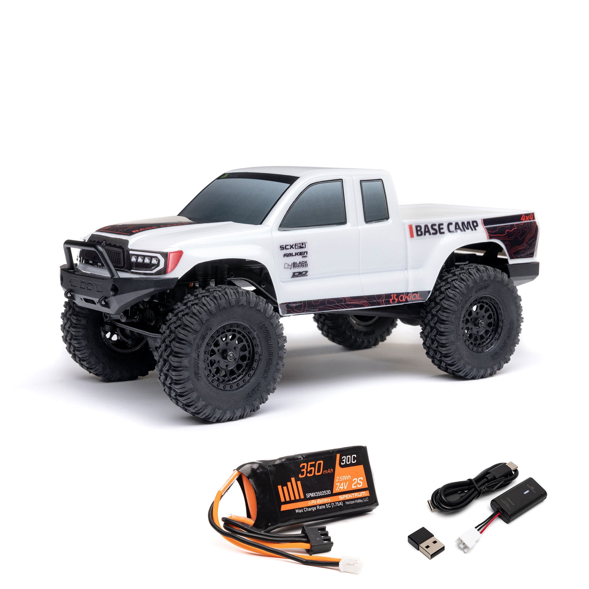 Mini rock crawler SCX24 Base Camp 4WD 1/24 charbon RTR blanc - AXI-1219T1