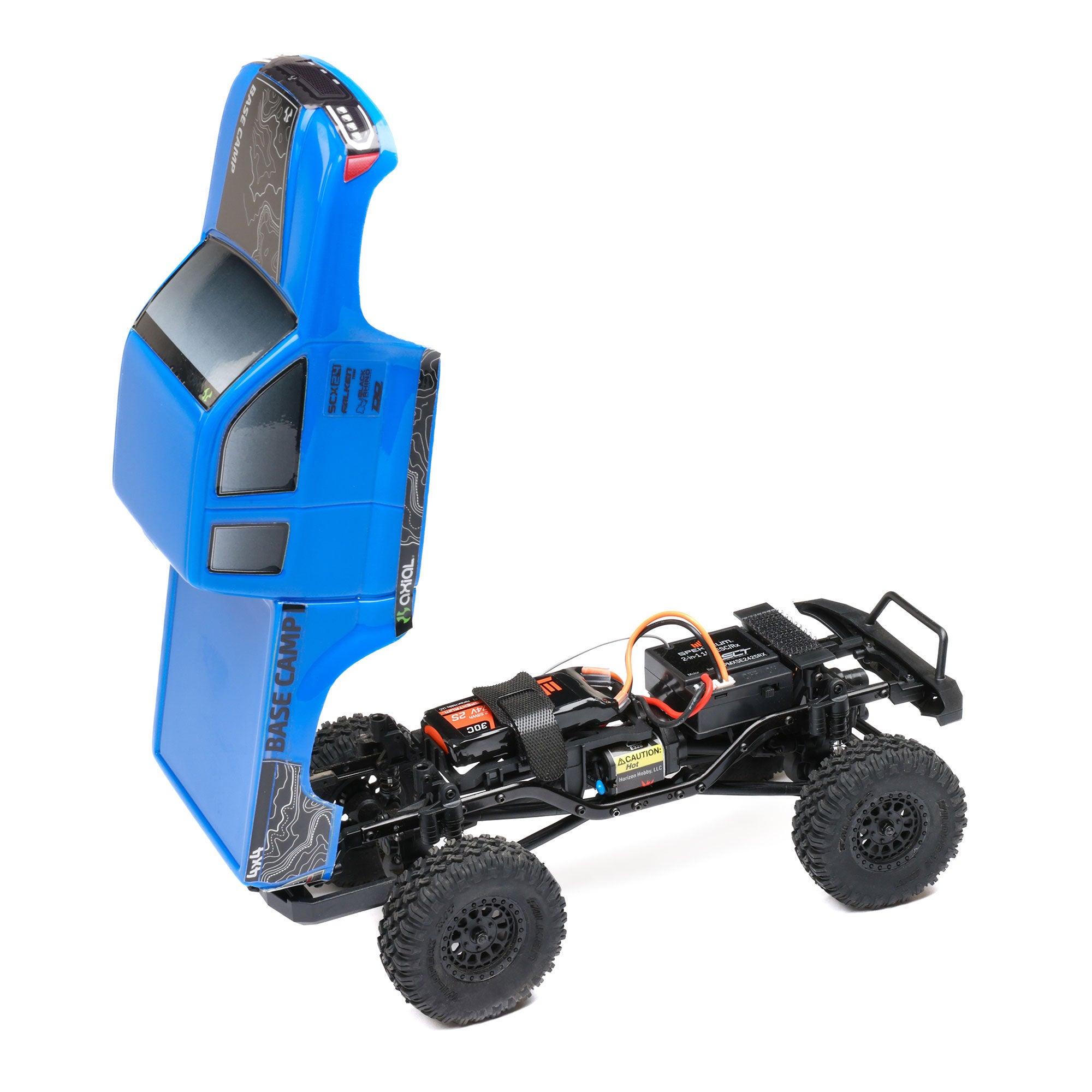 Mini rock crawler SCX24 Base Camp 4WD 1/24 charbon RTR bleu - AXI-1219T2 - Breizh Modélisme.