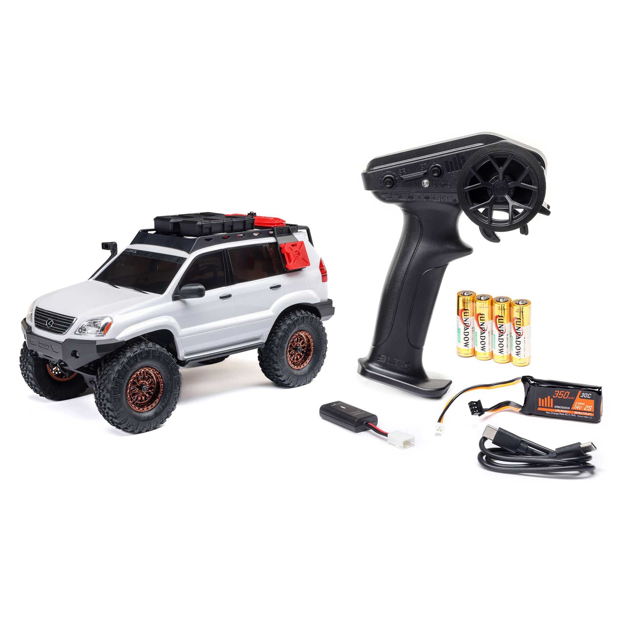 Mini rock crawler SCX24 Lexus GX 470 4X4 1/24 RTR blanc - AXI-1532T1 - Breizh Modélisme.