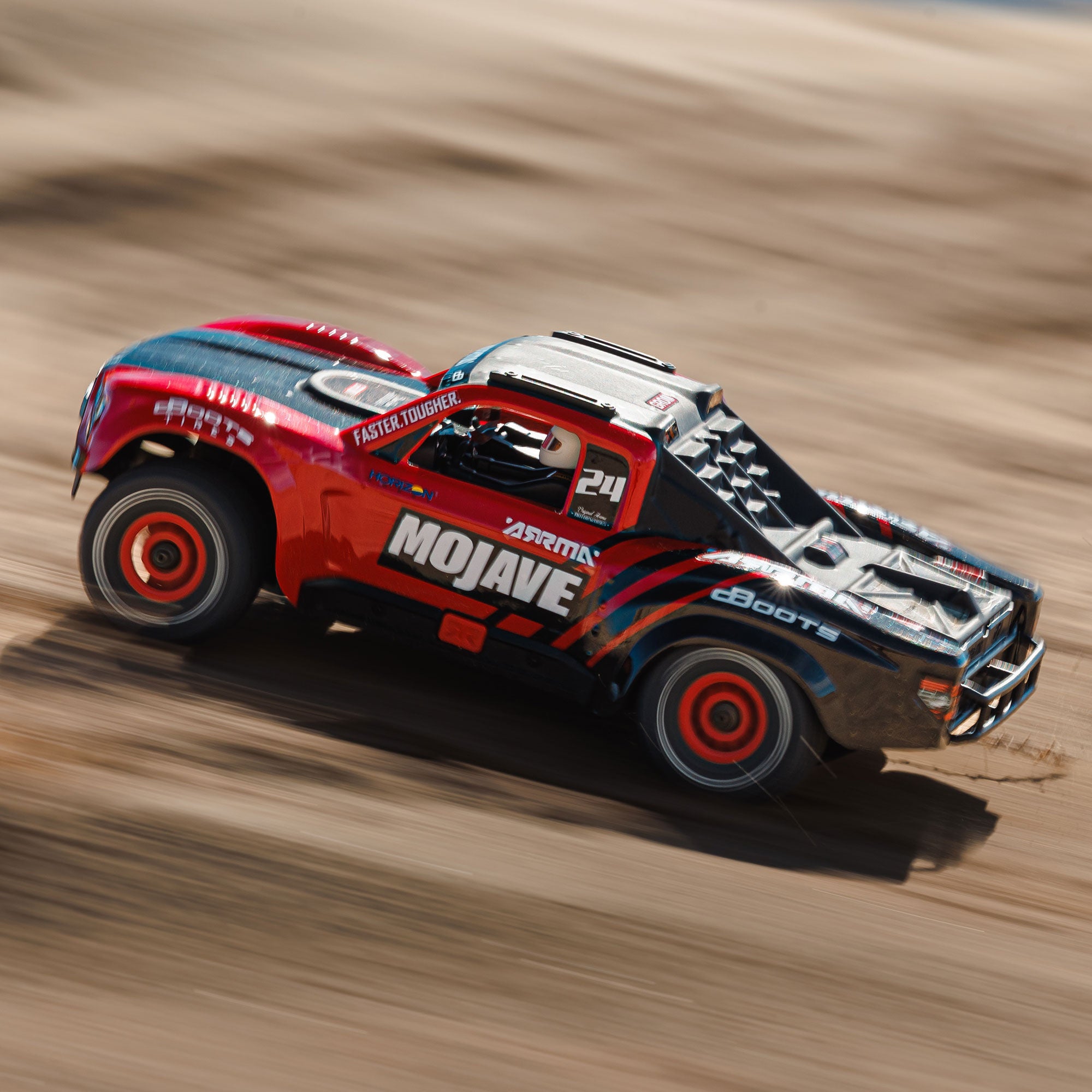 Arrma Mojave Grom Mega 1/16 380 4X4 Small Scale Desert Truck RTR rouge/noir - Breizh Modélisme.