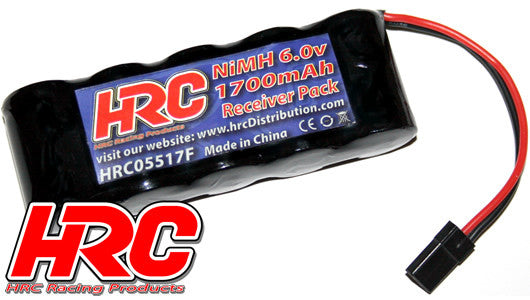 Batterie Ni-Mh 6V.1700mAh Ni-Mh Plat - prise UNI - 85x30x18mm - Breizh Modélisme