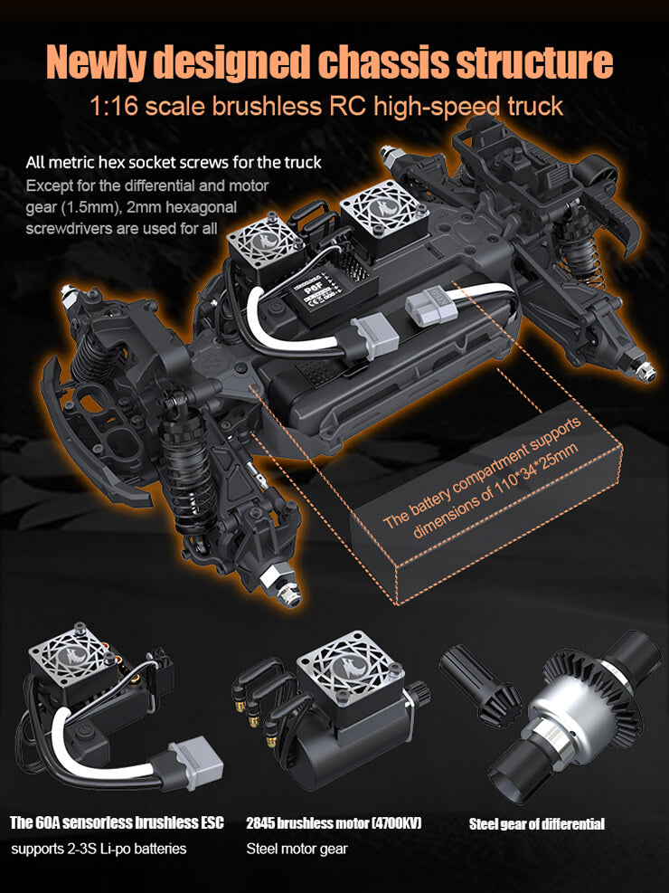 Udi RC Snowclaw Monster Truck 1/16 Brushless RTR Pro Plus 1610S - Breizh Modélisme.