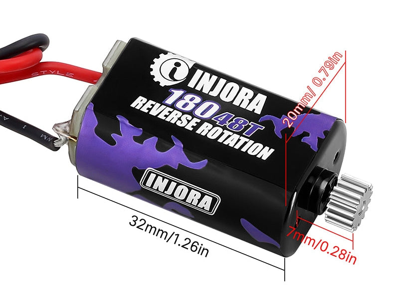 Injora 180 moteur charbon 48T avec pignon pour 1/18 1/24 FCX18 FCX24 - Breizh Modélisme.