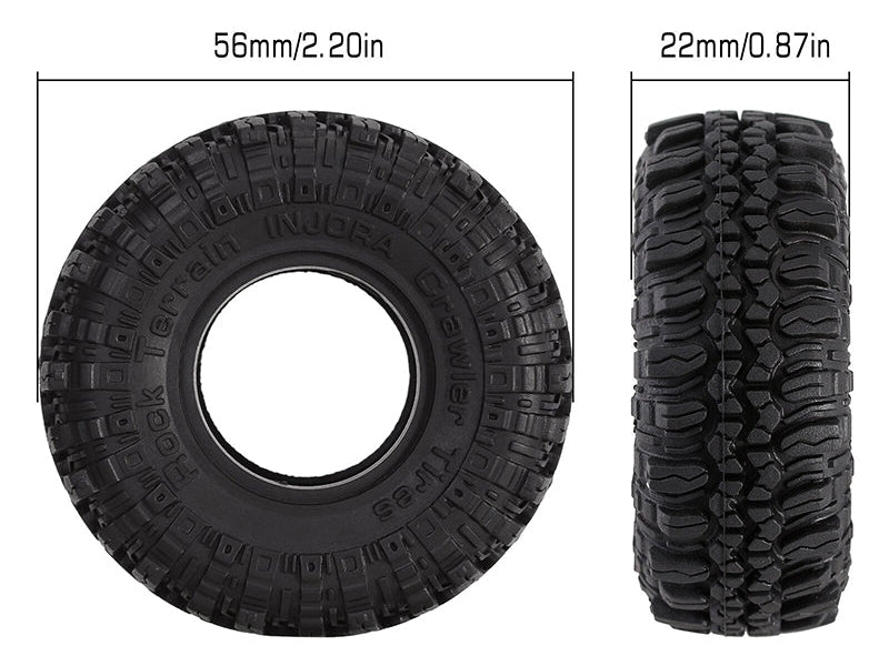Injora 4 pneus 1.0 Super Soft Rubber Rock All Terrain Crawlers 1/18 1/24