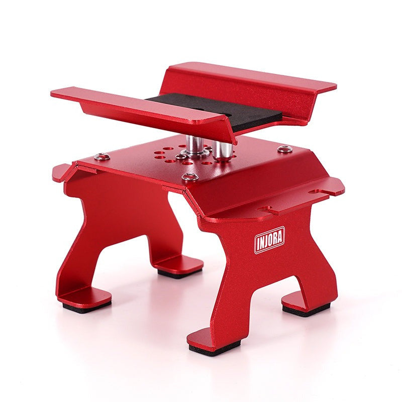 Support de voiture RC en aluminium rouge INJORA pour voiture RC 1/24, 1/18 - TOOL-63RD - Breizh Modélisme.