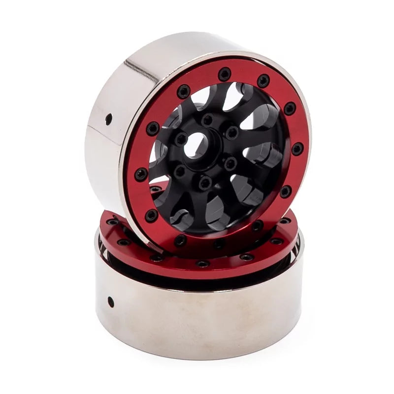 Jantes Crawler Rouge/Noir Alu/Métal 1.9 beadlock Performance (x2) - HTR-T602