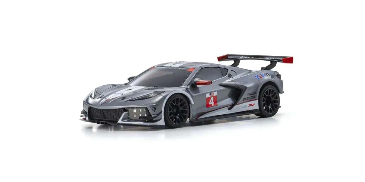 Kyosho Mini-Z MR04 RWD Corvette C8-R Gun Metal/Blanc (W-MM/KT531P) K.32356GMW - Breizh Modélisme.