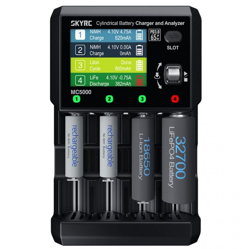 Chargeur SkyRC analyseur de batteries cylindriques MC5000 avec entrée PD 100214-06