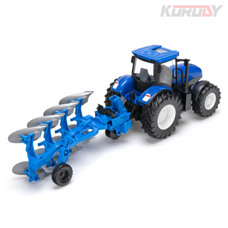 Tracteur jouet radiocommandé 1/24 avec charrue KO6638H - Breizh Modélisme.