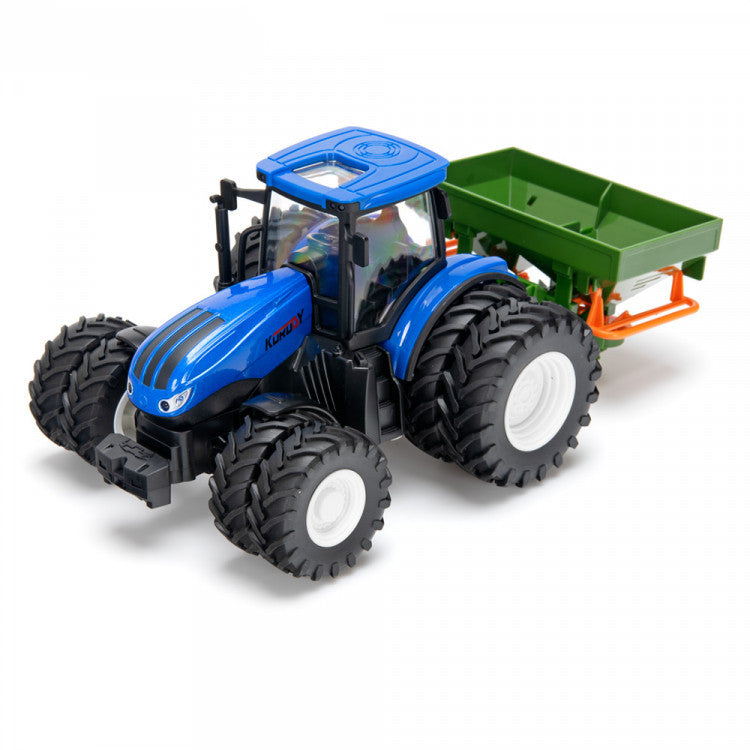 Tracteur jouet radiocommandé 1/24 double roues avec épandeur KO6635HB - Breizh Modélisme.