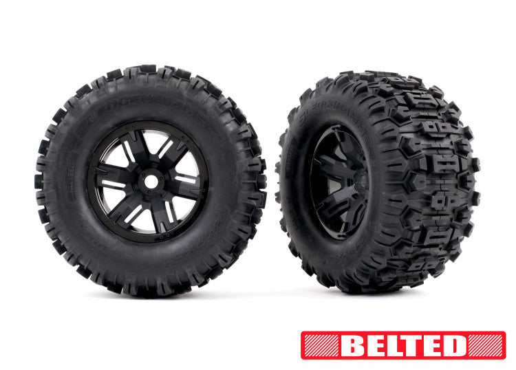 2 Pneus gainés et jantes Sledgehammer Belted pour Traxxas XMaxx / XRT 7871