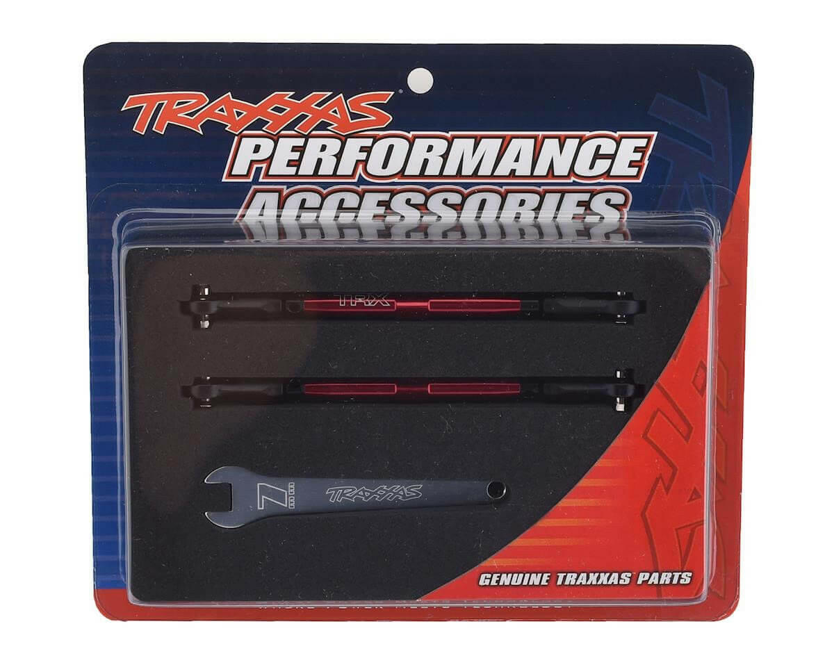Biellettes avant aluminium rouge Titanium Unlimited Desert Racer (x2) - Traxxas 8547R - Breizh Modélisme.