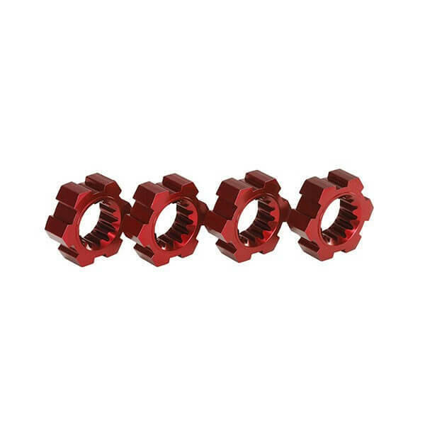 Hexagones de roues Alu rouge (4) Traxxas 7756R - Breizh Modélisme.