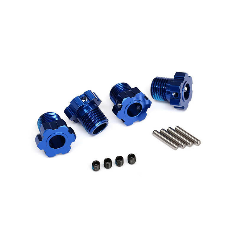 Hexagones de roues anodisés bleus 17mm (4) - Traxxas 8654 - Breizh Modélisme.