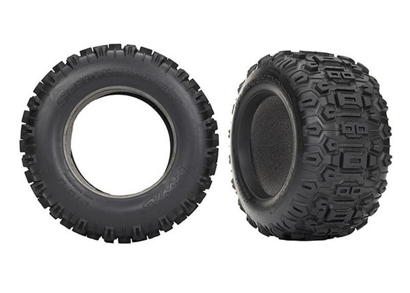 Pneus sledgehammer + mousse (x2) Traxxas sledge 9670 - Breizh Modélisme.