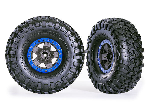 Traxxas 2 Pneus et jantes TRX4 Canyon Trail 2.2 8181 Bleu"