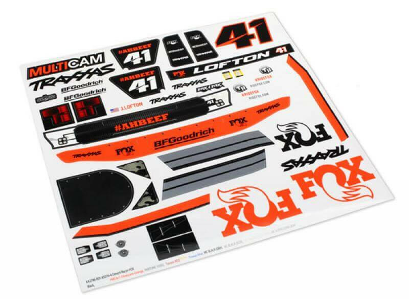 Traxxas 8515 Autocollants unlimited desert racer, fox edition - Breizh Modélisme.