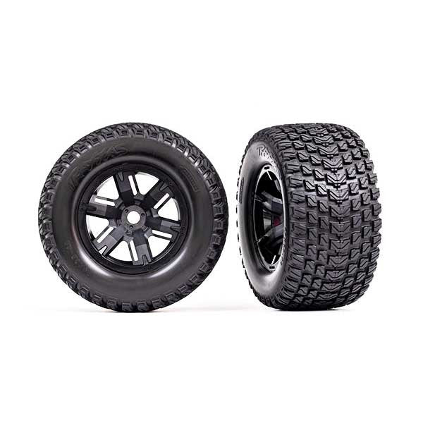 2 Roues Montees Collees Gravix X-Maxx Noires Traxxas  7877 - Breizh Modélisme.