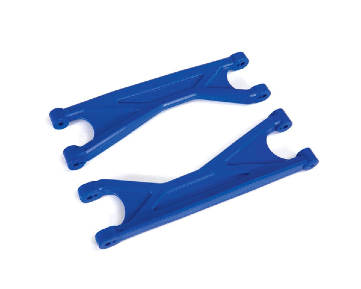 2 Triangles de Suspension Supérieur Renforcés XMaxx - Traxxas 7829X Bleu - Breizh Modélisme.