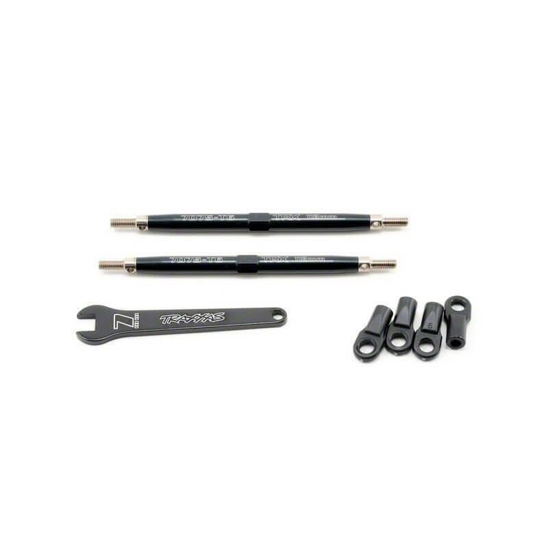 Biellettes avant aluminium anodisées noir 7075-T6 112mm - Traxxas 5141A - Breizh Modélisme.