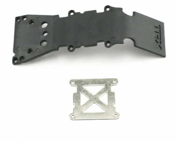 Plaque de protection plastique noire + plaque acier - Traxxas 4937 - Breizh Modélisme.