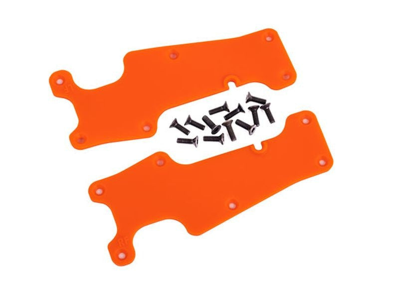 Plaques protections de triangles avants oranges Traxxas sledge 9633T - Breizh Modélisme.
