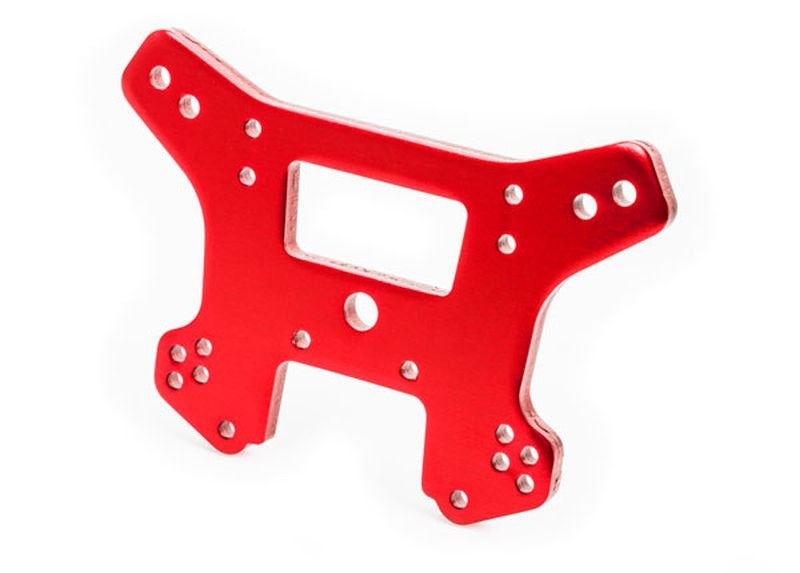 Support d'amortisseurs avant alu rouge Traxxas sledge 9539R - Breizh Modélisme.