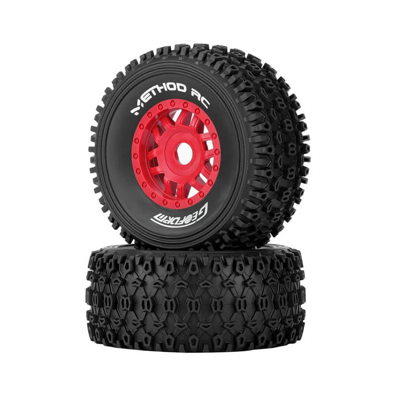 Paire de pneus + jantes Method Geoform 1/8 SC 17mm rouge - MTD0303R