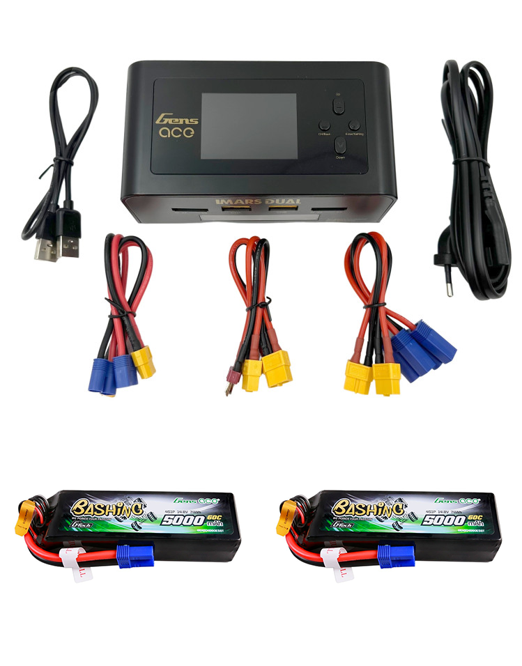 Combo 6S chargeur duo + 2 batteries 3S 11,1v Gens Ace - Breizh Modélisme.