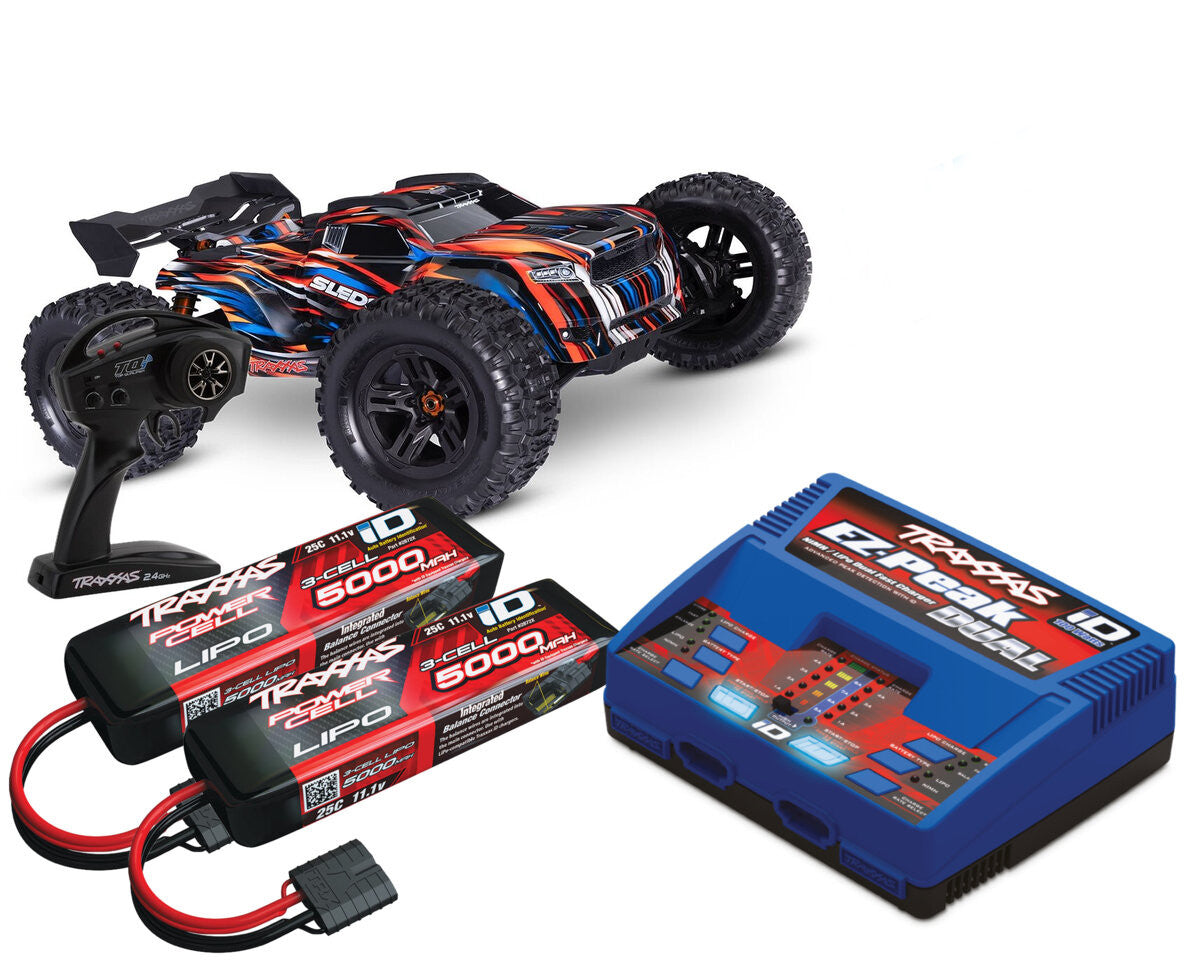 Combo Traxxas Sledge 1/8 Brushless belted orange VXL 6S TQi ID RTR 95096-4 - Breizh Modélisme.