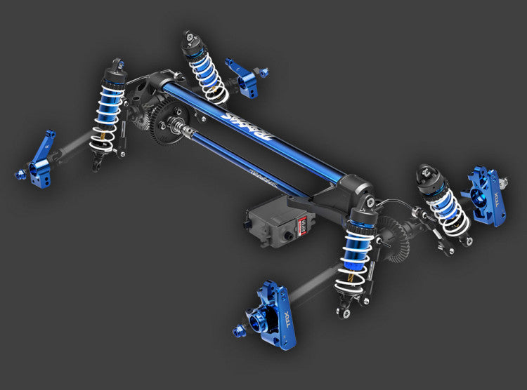 Combo Traxxas Rustler 4x4 Ultimate VXL bleu 1/10 RTR - 67097-4 - Breizh Modélisme.