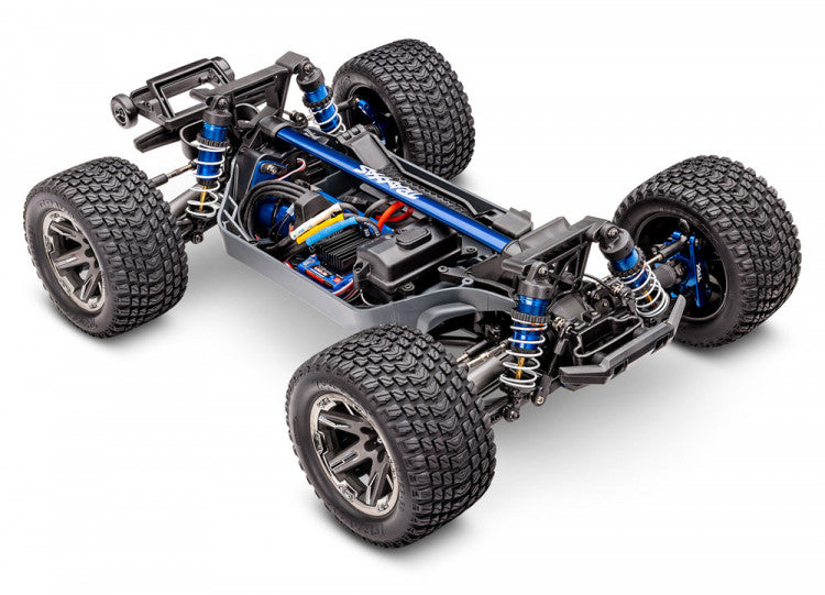 Combo Traxxas Rustler 4x4 Ultimate VXL bleu 1/10 RTR - 67097-4 - Breizh Modélisme.