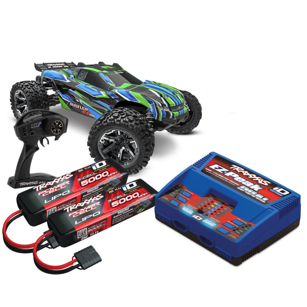 Pack Traxxas Rustler 4x4 HD VXL Brushless 1/10 RTR - 67376-4 vert - Breizh Modélisme.