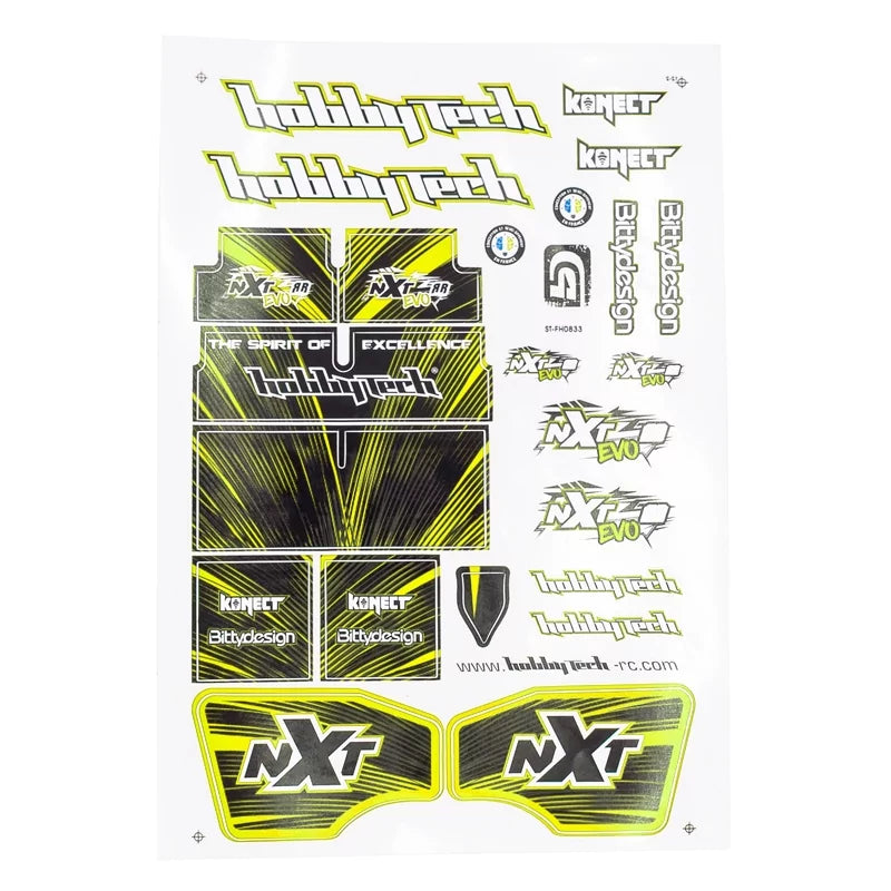 Planche d’autocollants Jaune NXT EVO RR - STICK-NXT-EVORR-YE - Breizh Modélisme.