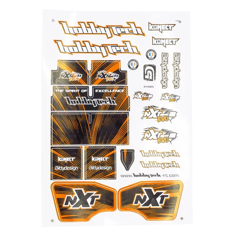 Planche d’autocollants Orange NXT EVO RR - STICK-NXT-EVORR-OR - Breizh Modélisme.