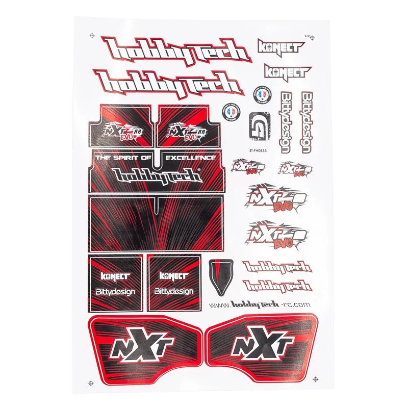 Planche d’autocollants Rouge NXT EVO RR - STICK-NXT-EVORR-RD - Breizh Modélisme.