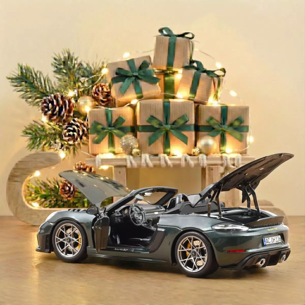 Voiture miniature collection 1/18 Porsche 718 Spyder RS Pack Weissach 2023 Forestgreenmetallic Norev 187272